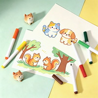 Stylos à eau lavables de 12 couleurs, marqueurs lavables, kit de papeterie adorable pour le dessin, ensemble cadeau promotionnel