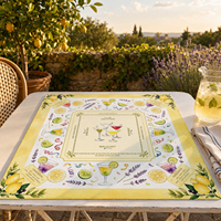 Tapis de table carré pour Mahjong américain, housse de table imprimée citron et lavande, accessoires de Mahjong pour soirée de jeu