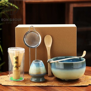 Ensemble <span class=keywords><strong>de</strong></span> cérémonie du thé en céramique <span class=keywords><strong>de</strong></span> style japonais avec fouet, passoire et cuillère en bois pour la préparation du matcha, vente en gros - Product Image 3