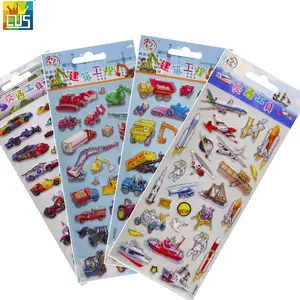 Transparent Removable High Quality 3D Epoxy Plastic Gel Resin Vehicle Car Truck Cartoon Sticker For Kids DIY