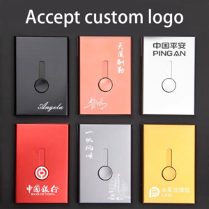 Boîte de cartes de visite en aluminium, boîtier de <span class=keywords><strong>luxe</strong></span> pop-up pour hommes, logo personnalisé, bouton poussoir, <span class=keywords><strong>porte</strong></span>-cartes de visite, 1 pièce - Product Image 3