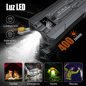 Arrancador de Coches Portátil Digital de Litio de 12V, Banco de Energía con Corriente Máxima de 3200A, Luz LED - Product Image 2