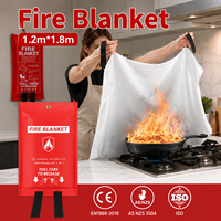 Couverture anti-feu d'urgence en fibre de verre 1,2 m x 1,8 m, épaisseur 0,45 mm, sans œillets, résistante à la chaleur, pour la lutte contre les incendies domestiques, certifiée CE