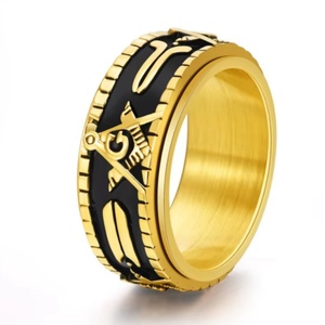 แหวนแฟชั่นสแตนเลส 316L สไตล์วินเทจ แหวนศาสนา แหวนเมสัน แหวนเรโทรพังก์ แหวนผู้ชาย - Product Image 2