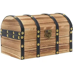 Caja de madera hecha a mano para manualidades, cofre de joyería con cerradura Vintage