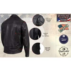 2025 cuir USA MADE veste de moto en cuir ventilé de qualité supérieure pour hommes noir MLJKM5008 - Product Image 1