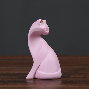 Pink Cat Figurine Set 2Pcs Nordic Style Home Decor Living Room Desktop Ornament Synthetic Resin Creative Decoration - Product Image 2