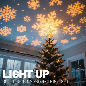 <strong>Christmas</strong> Tree Topper <strong>3D</strong> Hollow Silver Snow Star with LED Rotating Projector Lights Home Decor <strong>Christmas</strong> Star Tree Topper - Product Image 3