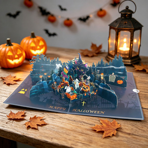 Halloween 3D greeting card Luxurious surprise pop up greeting card Demon castle troublemaker In stock Wholesale high quality - Product Image 4