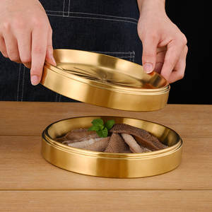 2024 nouveau plat plat en acier inoxydable isolé épais buffet plateau pour barbecue assiettes accessoires de cuisine <span class=keywords><strong>assiette</strong></span> à pâtes - Product Image 2