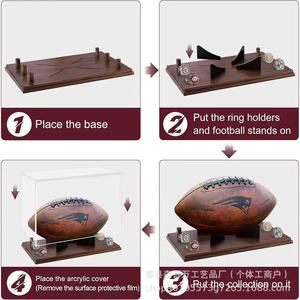 Support de présentation multifonctionnel en acrylique avec base en bois pour le rangement de balles de softball, baseball, basketball, football et golf - Product Image 4