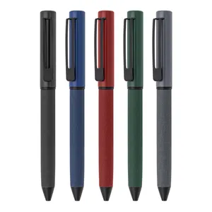 2024 New Cheap Gift wedding pens Manufacturers multi-color leather pen Business custom logo color rotating ballpoint pen