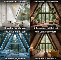 Maison triangulaire moderne en structure acier respirante et personnalisable avec design mobile extensible, garantie 1 an pour l'hébergement touristique