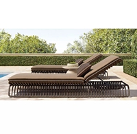 Chaise longue en rotin, mobilier de luxe, hôtel, Villa, extérieur, personnalisé, en aluminium, confortable, plage, marron clair
