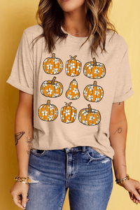 Dear-Lover Vente en gros <span class=keywords><strong>Halloween</strong></span> Femmes Kaki Floral Citrouille Imprimer <span class=keywords><strong>T</strong></span>-<span class=keywords><strong>shirt</strong></span> décontracté - Product Image 3