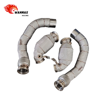 Downpipe Knalpot Katalis Aliran Tinggi dengan Pelindung Panas untuk BMW M5 F90 M8 F91 F92 F93 4.4T Baja Tahan Karat Peningkatan Performa