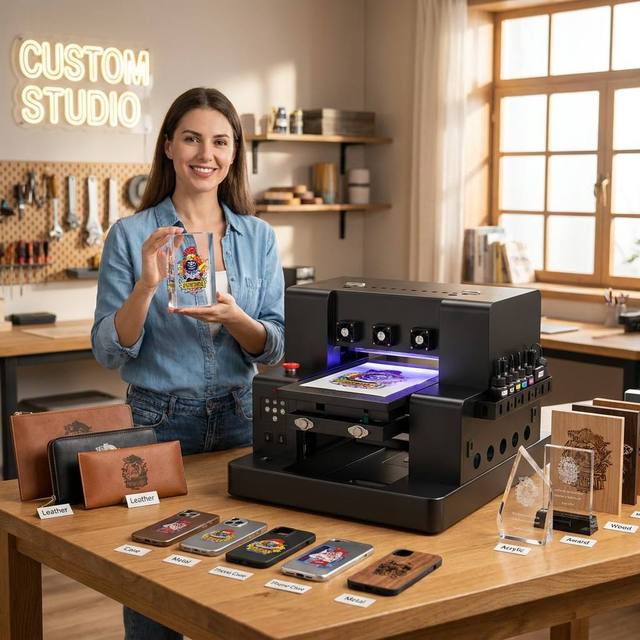 COLORSUN A3 UV Flatbed Printer XP600 Automatic Phone Case Metal Glass Wood Acrylic Cylinder Bottle Pen UV Printing Machine