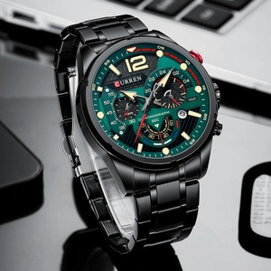 Montres à quartz CURREN 8395 pour hommes, montres de sport décontractées avec cadran chronographe en acier inoxydable et aiguilles lumineuses - Product Image 3