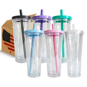 24Oz Glitter Flow Floating Double Walled Snow Globe Pre-Drilled <b>Reusable</b> Tumbler Smoothie <b>Cup</b> <b>With</b> <b>Lid</b> and Straws - Product Image 1