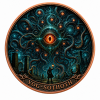 Pièce de monnaie en cuivre pur 999 de 1 oz, couleur cuivre, en relief, thème Mythos Cthulhu, série Mer Profonde, édition collector UV 3D