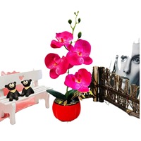 Anggrek Phalaenopsis Buatan dalam Pot untuk Dekorasi Bonsai, Cocok untuk Hari Thanksgiving dan Tahun Baru