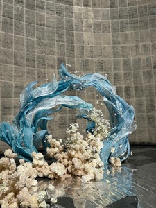 Arche de toile de fond immersive <span class=keywords><strong>pour</strong></span> cérémonie de mariage, en gaze irisée de luxe, bleu dégradé, thème 'Fantaisie des grands fonds', accessoire <span class=keywords><strong>pour</strong></span> studio photo - Product Image 6