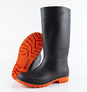 Bottes de sécurité en PVC, bottes de travail montantes pour hommes, noires et orange, semelle antidérapante, imperméables, bottes industrielles et agricoles - Product Image 1