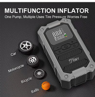 Démarreur de voiture 2-en-1, gonfleur de pneus, moniteur de pression des pneus, compresseur d'air portable 12V, bloc d'alimentation d'urgence, affichage numérique LED
