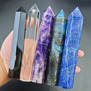 Columna de cristal Natural de 8-15cm, varita de un solo punto, <span class=keywords><strong>Prisma</strong></span> <span class=keywords><strong>Hexagonal</strong></span> de cristal, torre de piedra de fundición blanca, decoración del hogar, artesanías de piedra - Product Image 2