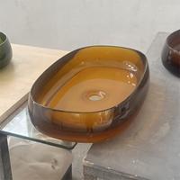 MILUO Vente chaude Lavabo de comptoir moderne en résine transparente Garantie 3 ans Capacité 9L Projets hôteliers de luxe Haut de gamme Ovale
