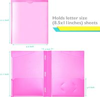 Carpeta de Plástico Resistente con Bolsillo Frontal Transparente, Carpeta de 3 Bolsillos con Gancho y Ranura para Tarjetas para Hojas Tamaño Carta