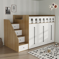 Modernes Minimalistisches Eichenholz-Kleiderschrank-Bett Design Queen-Size Platzsparendes Schlafzimmermöbel Einzel-Hochbett mit Schublade