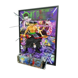 Roronoa Zoro - Marco de Exhibición 3D con Triple Katana, Escena de Guerrero con Aura Púrpura, Decoración de Pared Premium, Regalo Coleccionable - Product Image 5