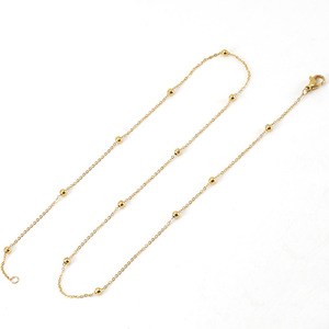 Zogxin Beaded Necklace 45cm Gold Chain Round Ball Design Everyday Wear - Product Image 5