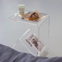 Mesa Auxiliar de Acrílico Transparente Resistente, Estilo Nórdico Moderno Minimalista, Pequeña y Multiusos, para Apartamentos Pequeños y Sofás