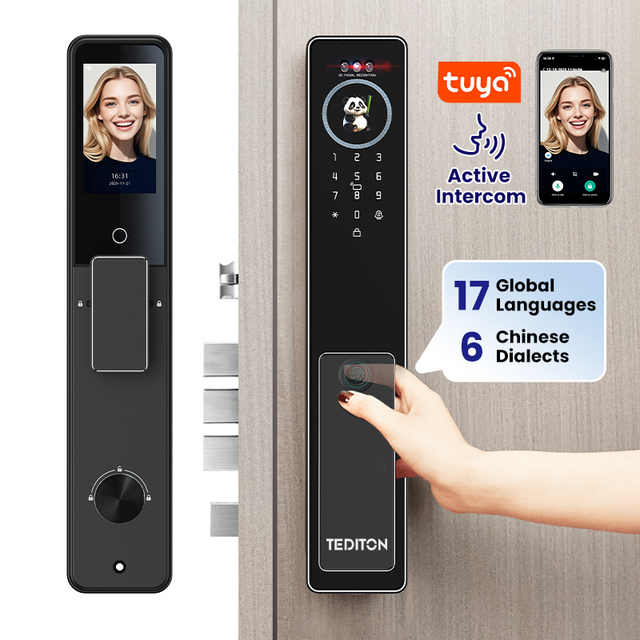 3D Face Ai Smart Voice Interaction Automatic Tuya Wifi Fingerprint Cerradura Inteligente Digital Door Lock With Camera for Home