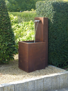 Corten Steel <b>Cube</b> Water Fountain, Garden Fountain Water Feature - Product Image 4