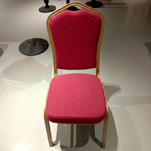 Commercial Modern <b>Stackable</b> Aluminum Banquet <b>Dining</b> <b>Chair</b> Champagne Gold Frame Red Upholstered Fabric Hotel Restaurant Villa - Product Image 1