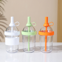 Gobelet de voyage en Tritan plastique de 540 ml pour thé aux perles et café glacé, avec paille et couvercle, compatible voiture, vente en gros