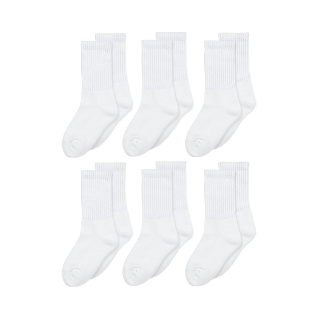 Kids Seamless Toe Athletic Crew Socks 6-pack Casual Crew Socks for Autumn Season