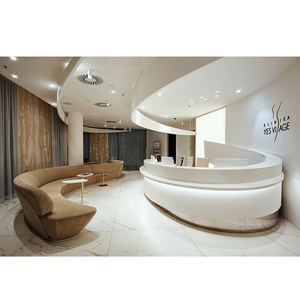 Biểu tượng tùy chỉnh tự nhiên đá cẩm thạch thanh toán truy cập vòng trắng bàn tiếp tân cho phòng khám thương mại rece - Product Image 3