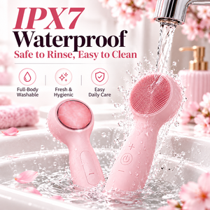 Brosse nettoyante sonique rechargeable rose en silicone pour le visage, masseur facial pour un nettoyage en profondeur, outil de soin imperméable - Product Image 5