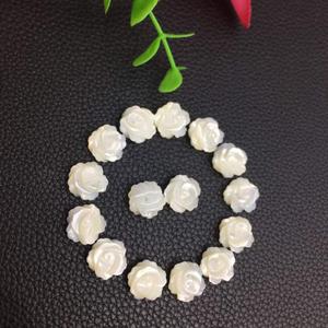 Vỏ Trắng Mẹ Của Ngọc Trai Vỏ Hạt Strand Rose Flower Hình Dạng Đầy Đủ/Nửa Khoan Để Làm Bông Tai - Product Image 4