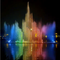 Fontaine d'eau SS304 avec jets de ventilateur LED multicolores programmables, installation facile pour projets de tourisme fluvial