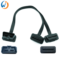 Cable de conexión RTS OBD con coche macho a doble hembra Y divisor codo extensión plana + conector de Cable de fideos fino para rastreador GPS