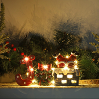 Nouvel Ornement de Cheminée Père Noël en Résine 2026 avec Lumières LED pour Décorations de Noël Festives à Domicile, Hôtel, Bureau et Arbre de Noël