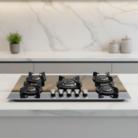 Cuisinière encastrable 5 brûleurs au design moderne, plaque vitrocéramique, protection anti-extinction de flamme, compatible GPL, économe en énergie pour usage domestique