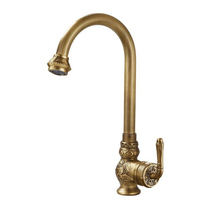 Robinet en laiton sculpté de style européen antique pour évier de cuisine domestique, robinet d'eau chaude et froide rotatif