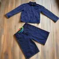 Broderie hommes Denim Jean fermeture éclair veste ensemble pour hommes veste Shorts Streetwear coton survêtement Jeans Denim veste Shorts