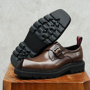 Summer New Breathable Lightweight <b>Height</b>-<b>increasing</b> Versatile square Oxford <b>Shoes</b> Laces Patchwork Design Men's Genuine Leather - Product Image 2